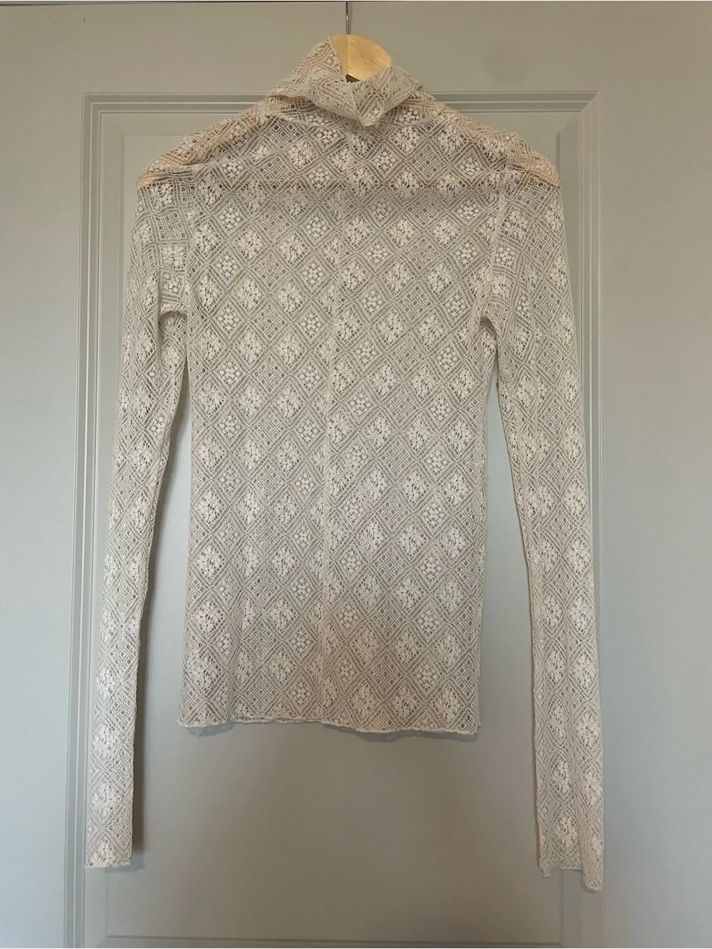 Intimately by Free People Sweet Memories Ivory Sheer Lace Turtleneck Top